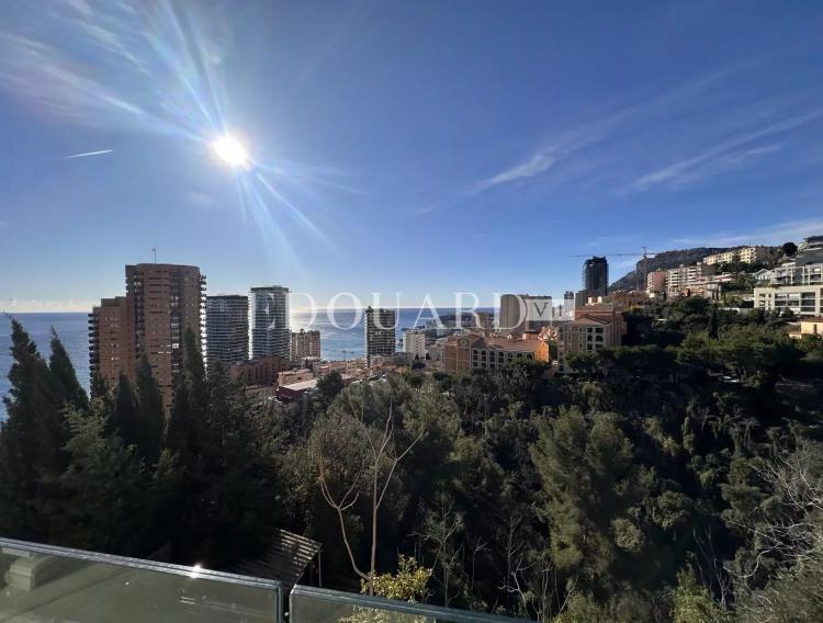 Superbe quatre pièces soigneusement rénové avec vastes terrasses, jardin, vue mer panoramique et parking