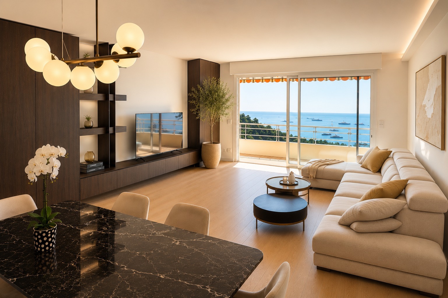 Roquebrune-Cap-Martin – 4 pièces meublé, terrasse et vue mer panoramique